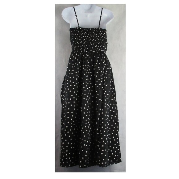 On 34th Women's 100% Cotton Sleeveless Corset Midi Dress, Black Polka Dot, XXS - Picture 2 of 6